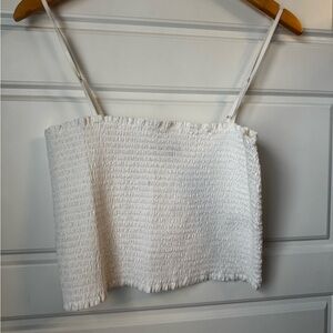 Banana Republic White Smocked Camisole